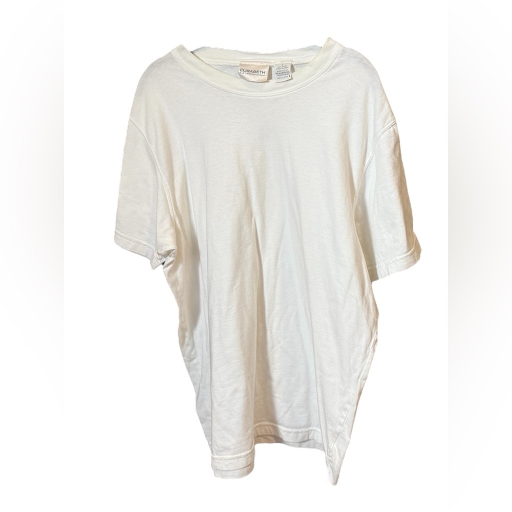 Elisabeth Liz Claiborne White Cotton T-Shirt Women’s Plus Made in USA